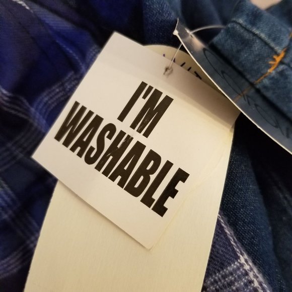 Carol Andersson 16 Blue Jean Denim Plaid Flannel Vest Dress Modest Church Vintag - Picture 9 of 10